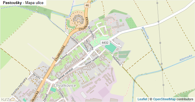 Pastoušky - mapa ulice
