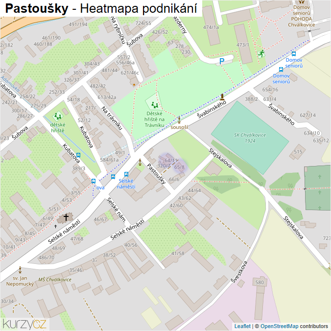 Mapa Pastoušky - Firmy v ulici.