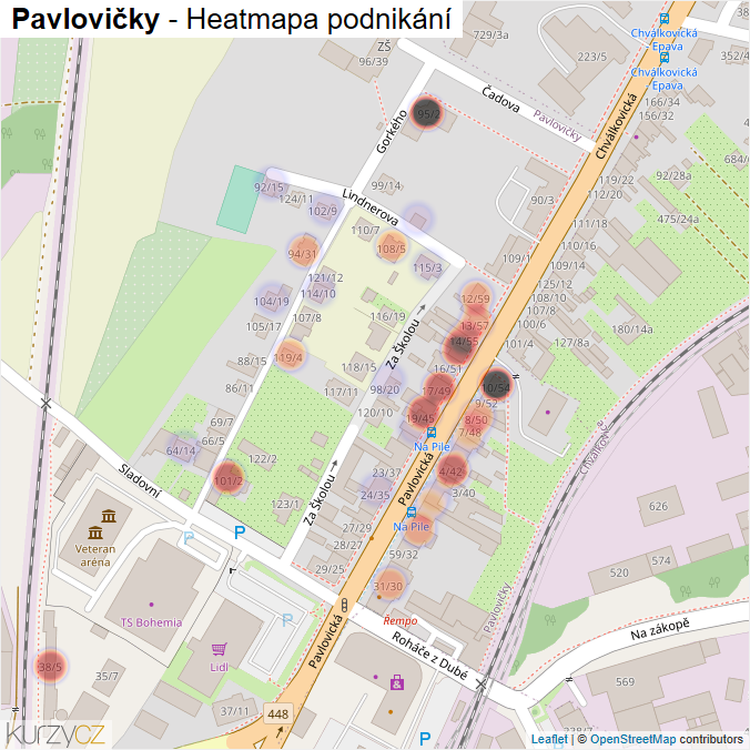 Mapa Pavlovičky - Firmy v části obce.