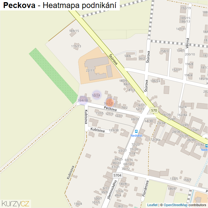 Mapa Peckova - Firmy v ulici.