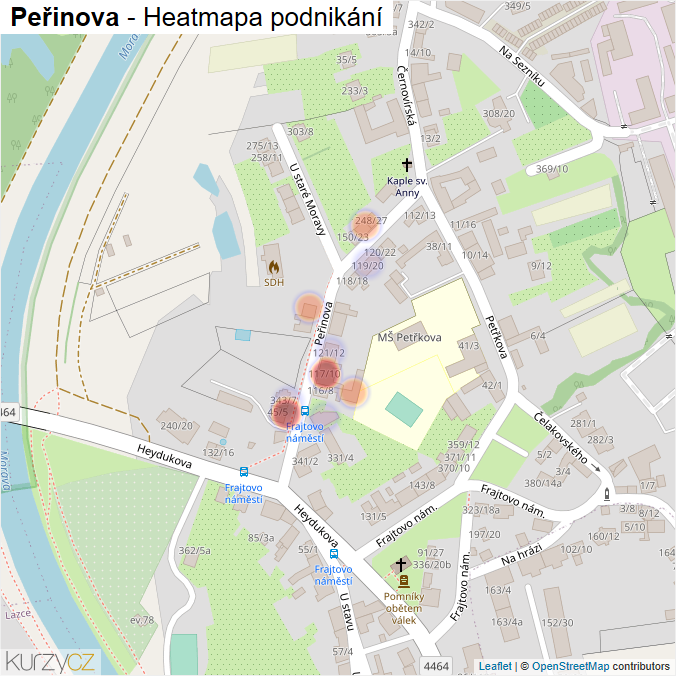 Mapa Peřinova - Firmy v ulici.