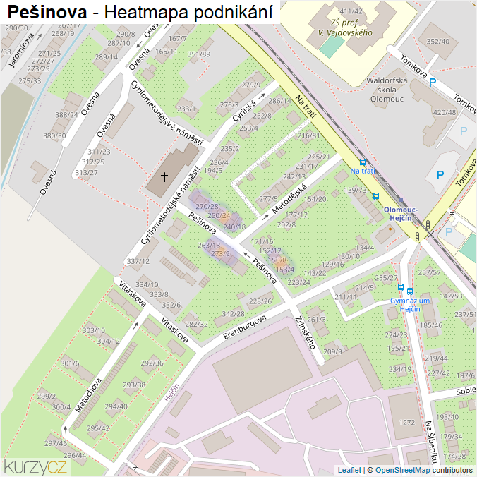 Mapa Pešinova - Firmy v ulici.