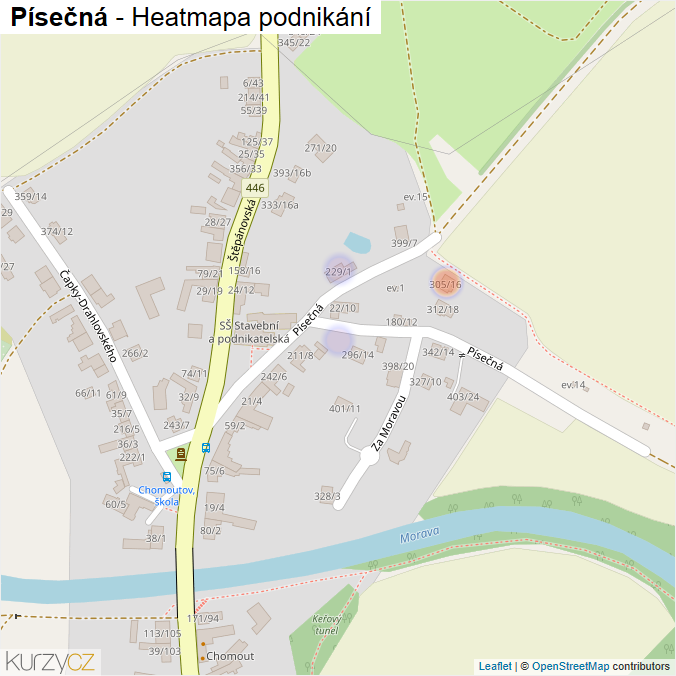 Mapa Písečná - Firmy v ulici.