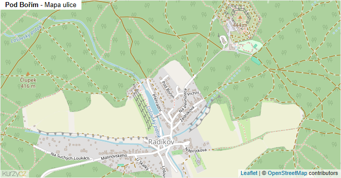 Pod Bořím - mapa ulice