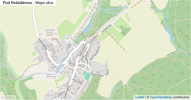 Pod Hvězdárnou - mapa ulice