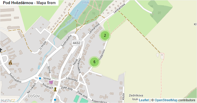 Pod Hvězdárnou - mapa firem