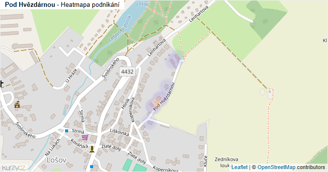 Pod Hvězdárnou - mapa podnikání