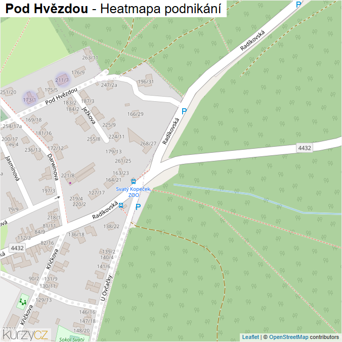 Mapa Pod Hvězdou - Firmy v ulici.