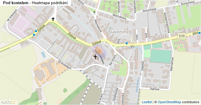 Pod kostelem - mapa podnikání