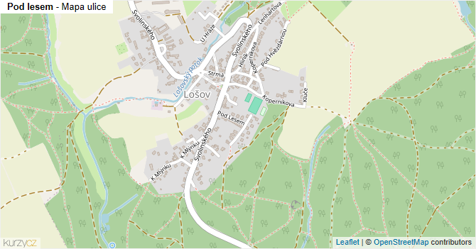 Pod lesem - mapa ulice