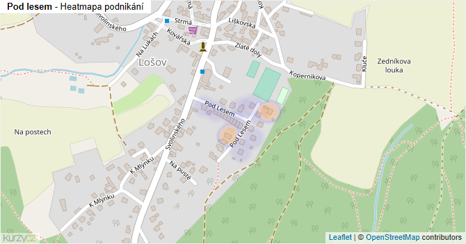 Pod lesem - mapa podnikání