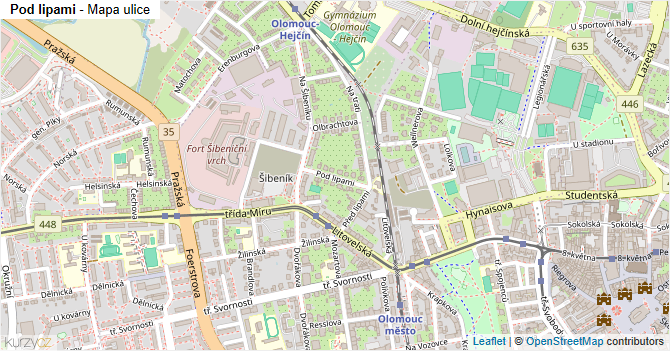 Pod lipami - mapa ulice