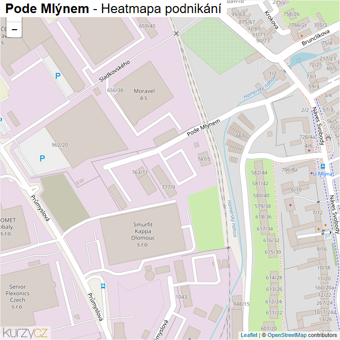 Mapa Pode Mlýnem - Firmy v ulici.