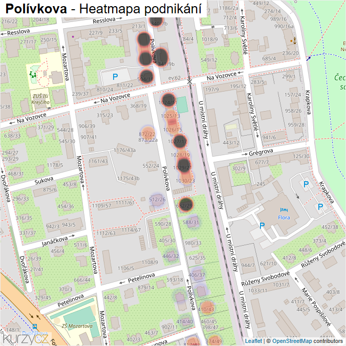 Mapa Polívkova - Firmy v ulici.