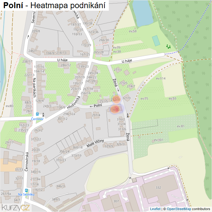 Mapa Polní - Firmy v ulici.