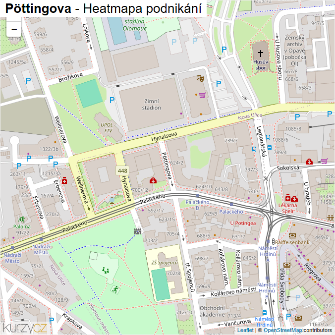 Mapa Pöttingova - Firmy v ulici.