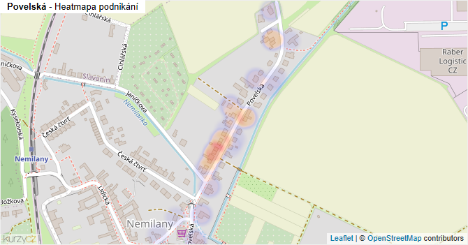 Povelská - mapa podnikání