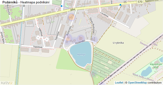 Požárníků - mapa podnikání