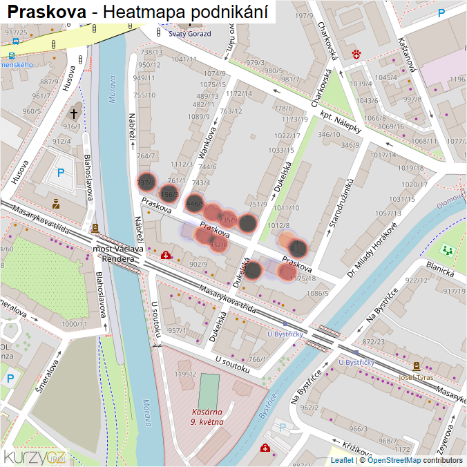 Mapa Praskova - Firmy v ulici.
