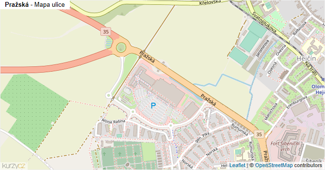 Pražská - mapa ulice