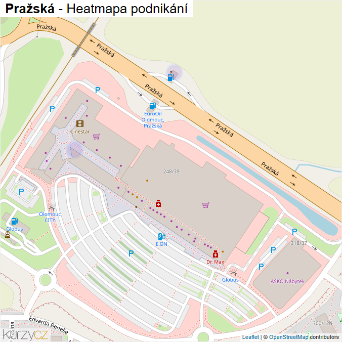 Mapa Pražská - Firmy v ulici.