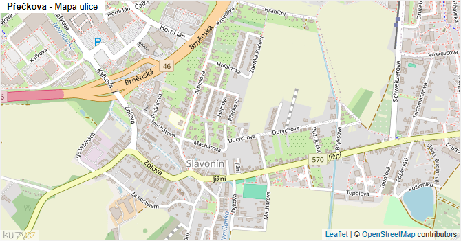 Přečkova - mapa ulice
