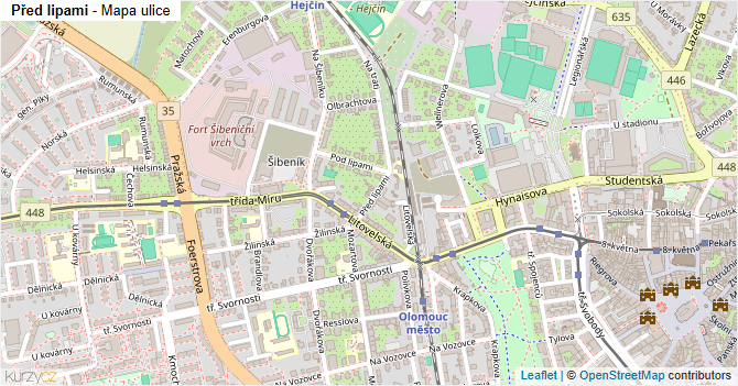 Před lipami - mapa ulice