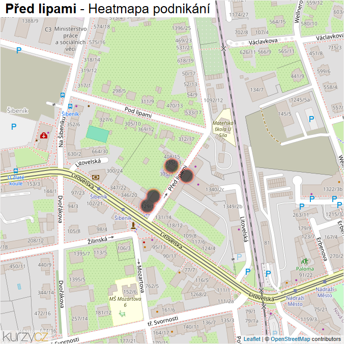 Mapa Před lipami - Firmy v ulici.