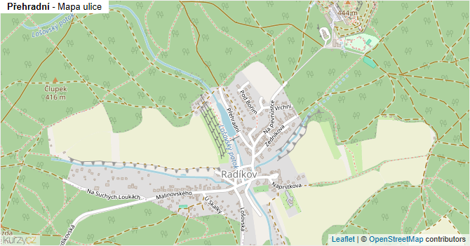 Přehradní - mapa ulice