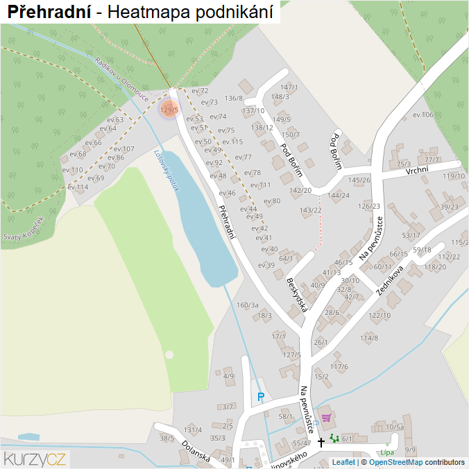 Mapa Přehradní - Firmy v ulici.