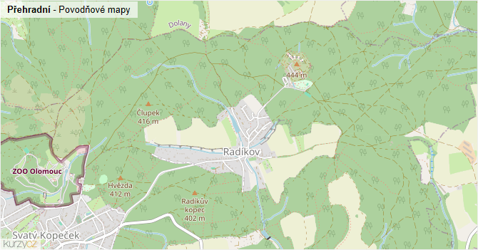 Přehradní - záplavové mapy stoleté vody