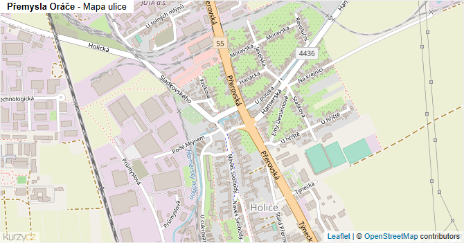 Přemysla Oráče - mapa ulice