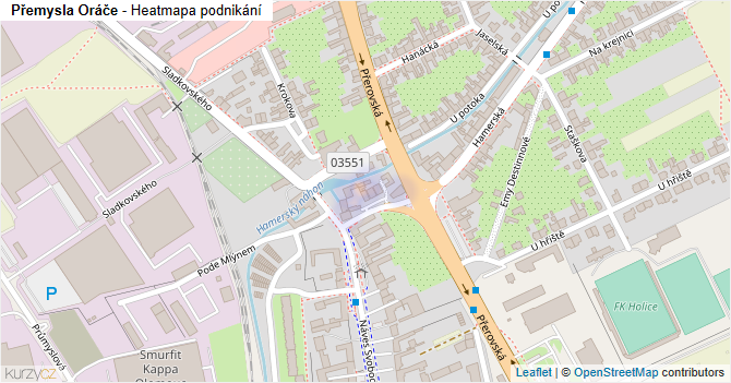 Přemysla Oráče - mapa podnikání