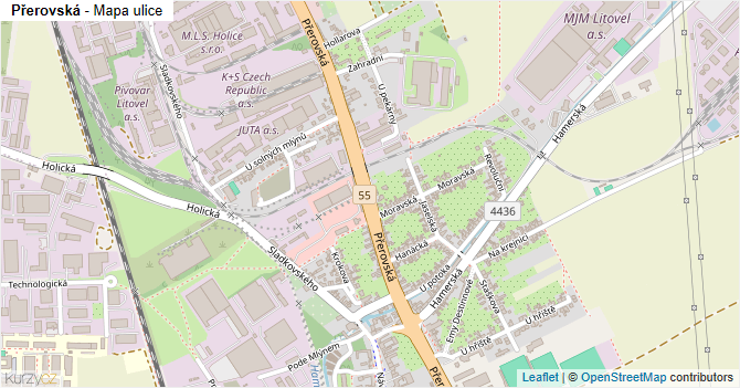 Přerovská - mapa ulice