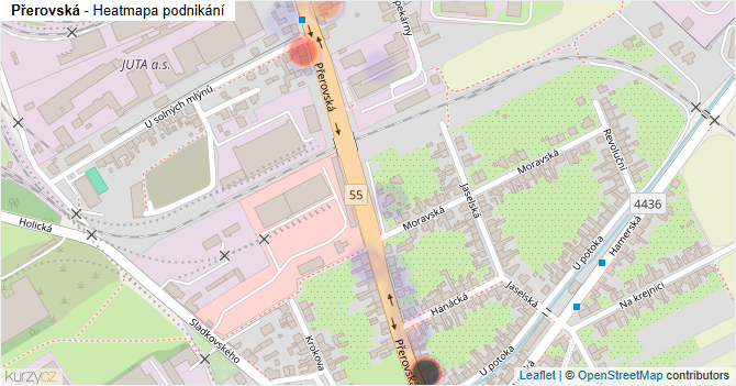 Přerovská - mapa podnikání