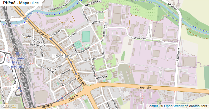Příčná - mapa ulice