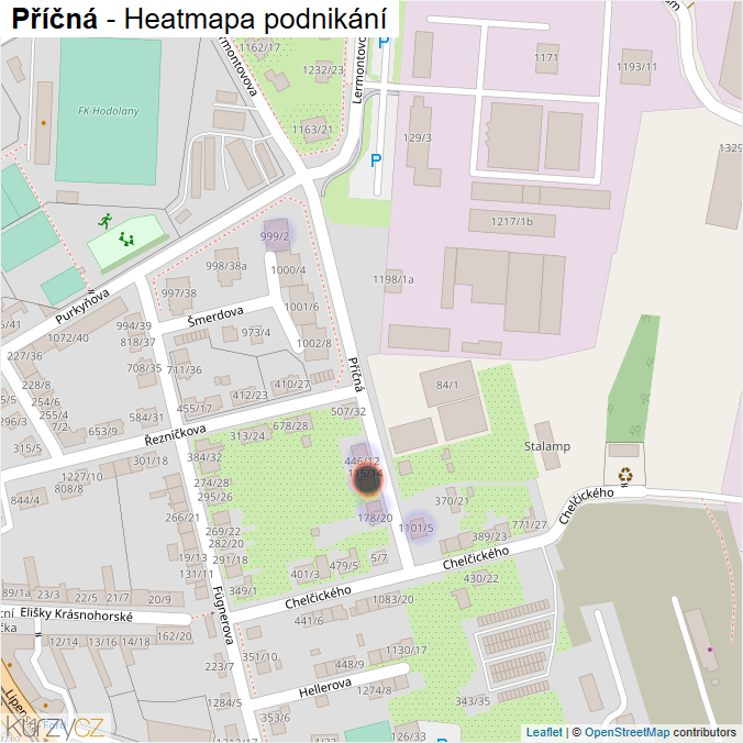 Mapa Příčná - Firmy v ulici.