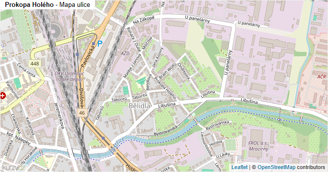 Prokopa Holého - mapa ulice