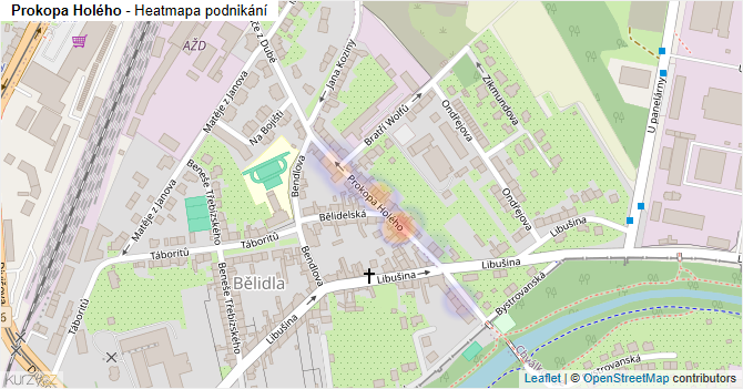 Prokopa Holého - mapa podnikání