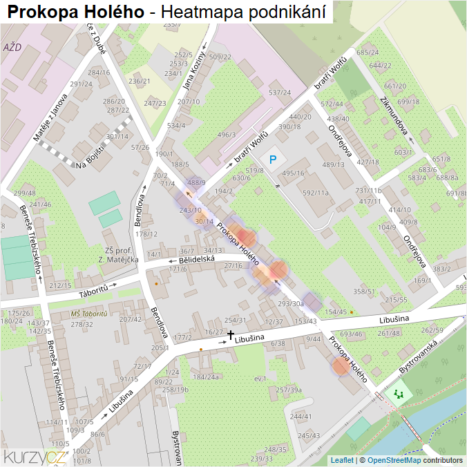 Mapa Prokopa Holého - Firmy v ulici.