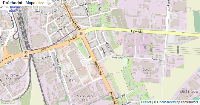 Průchodní - mapa ulice