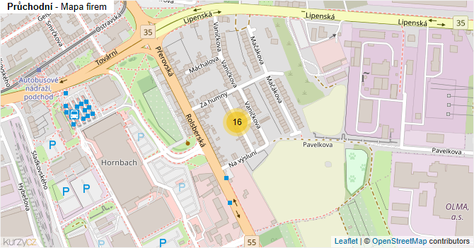 Průchodní - mapa firem