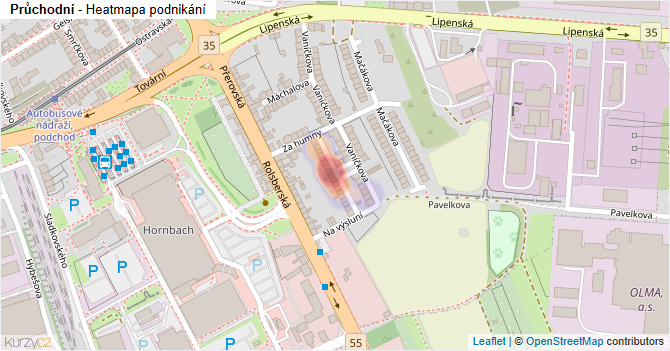 Průchodní - mapa podnikání
