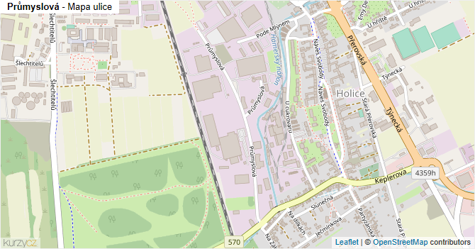 Průmyslová - mapa ulice