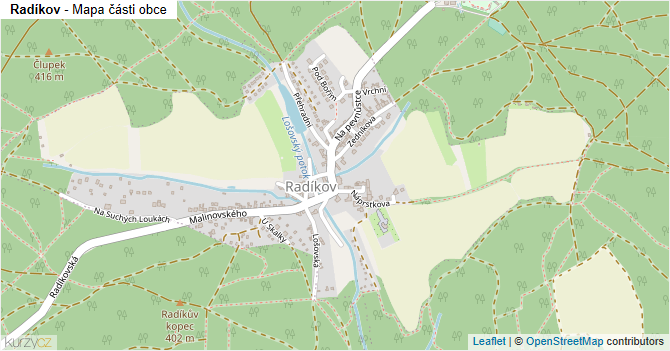 Radíkov - mapa části obce