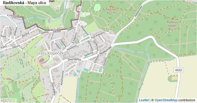 Radíkovská - mapa ulice