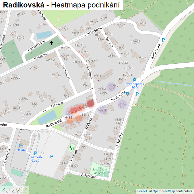 Mapa Radíkovská - Firmy v ulici.