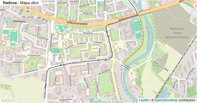 Radova - mapa ulice