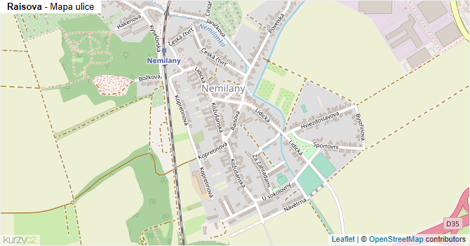 Raisova - mapa ulice