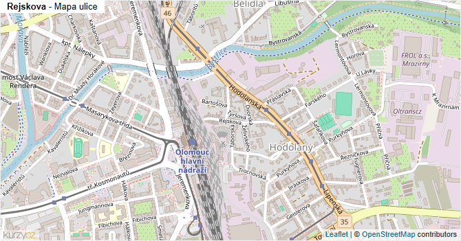 Rejskova - mapa ulice